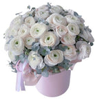 Luxury Pale Pink Ranunculus with Eucalyptus Box