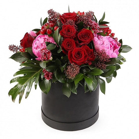 Luxury Passion Box of Peonies and Red Roses