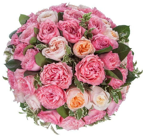 Luxury Peach and Pink Garden Roses Bouquet