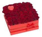 Luxury Red Roses with Chocolate Hearts Box