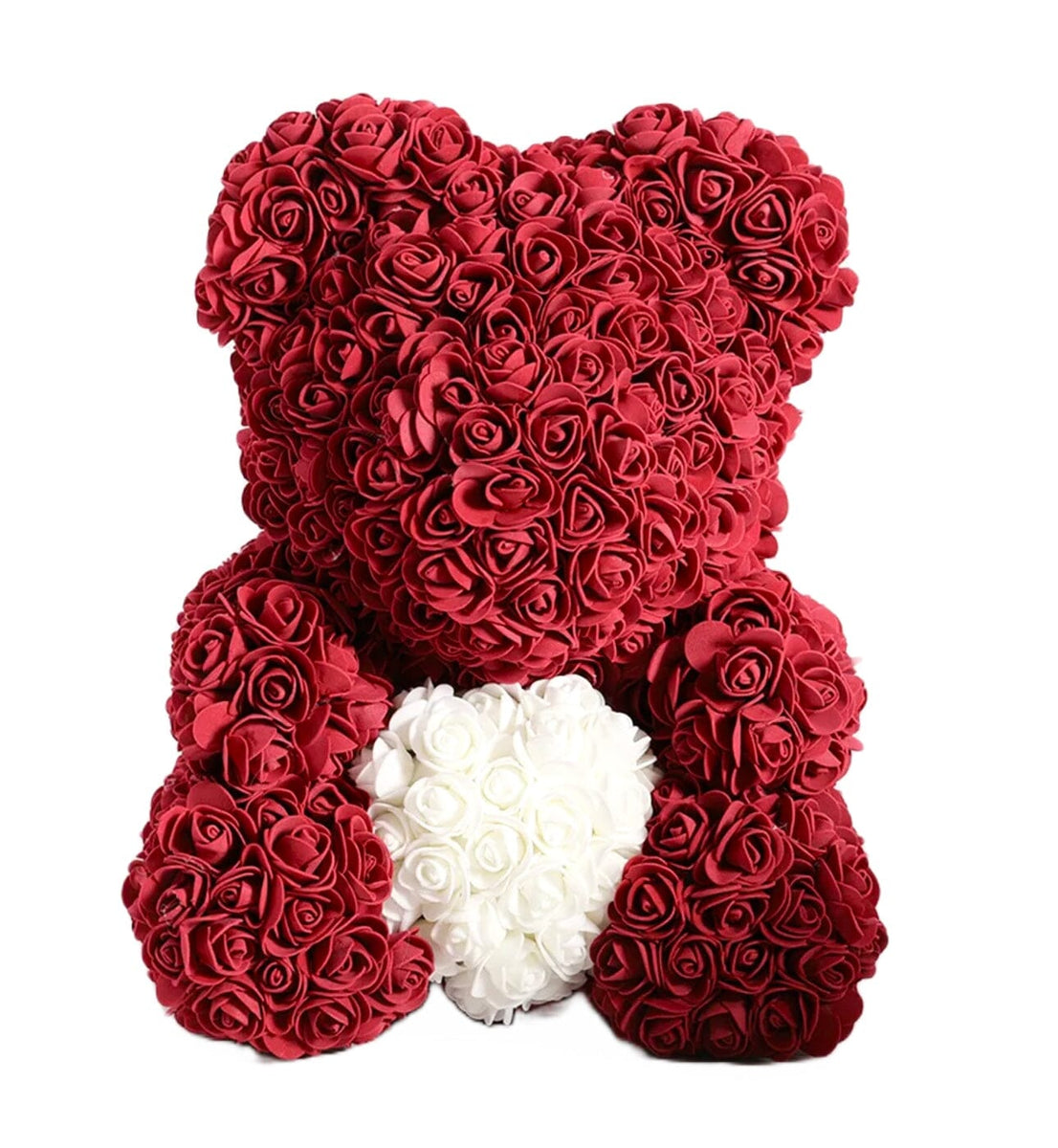 Luxury Red Wine with White Heart Rose Teddy Bear - A Forever Gift ...