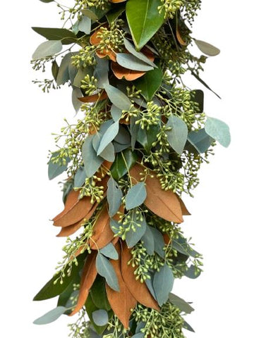 Magnolia Leaves and Populus Berries Rustic Garland