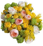 Mimosa with Garden Roses Elegant Bouquet