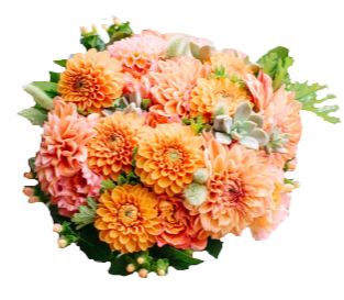 Orange Dahlia Bouquet with Hypericum