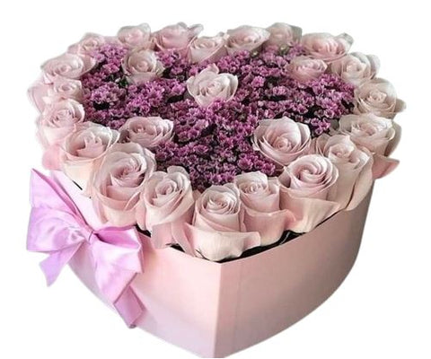 Pastel Pink Roses with Wax Flowers Box