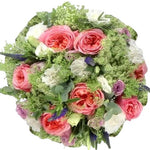 Peach Garden Roses in Green Bouquet