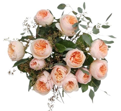 Peach Garden Roses with Populus Berries Bouquet