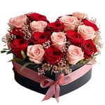 Pink and Red Roses with Gypsophila Box