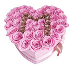 Pink and Rose Gold Roses Initial Flower Box