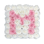 Pink and White Roses Initial Flower Box