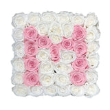 Pink and White Roses Initial Flower Box