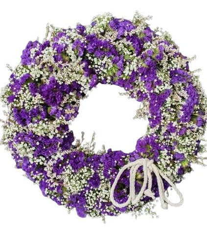 Purple Limonium and Gypsophila Wreath