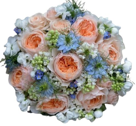 Rafined Peach with Blue Bouquet