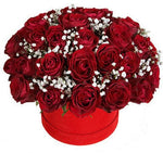 Rafined Red Roses Box with Gypsophila