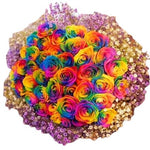 Rainbow Roses with Gypsophila Bouquet