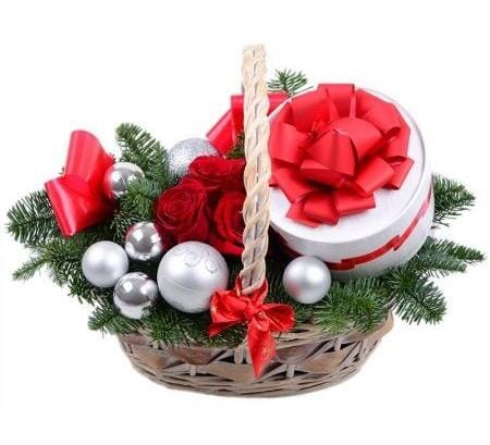 Red and Silver Christmas Basket