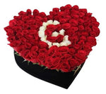 Red and White Roses Initial Flower Box