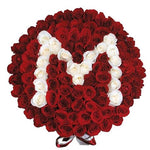 Red and White Roses Initial Flower Box