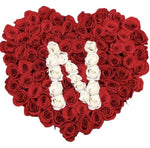 Red and White Roses Initial Flower Box