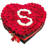 Red and White Roses Initial Flower Box