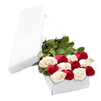 Red and White Roses Luxury Box