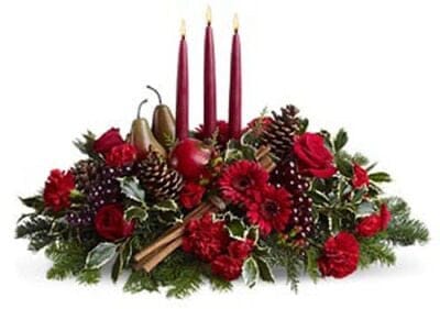 Red Carnations and Gerbera Centerpiece