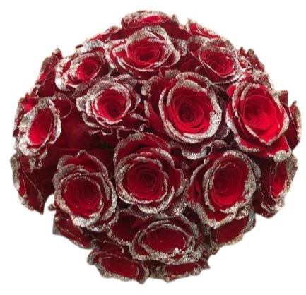 Red Rose Silver Glitter Bouquet