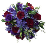 Red Roses in Purple Bouquet