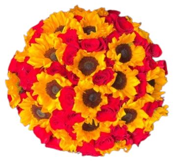 Red Roses with Sunflowers Bouquet