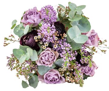 Romantic Bouquet of Lavender Roses and Lilac