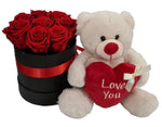 Roses Box with I Love You Teddy Bear Gift Set