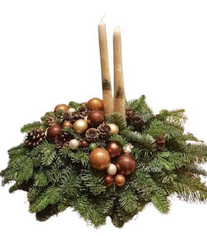 Rustic Brown Baubles and Cones Centerpiece