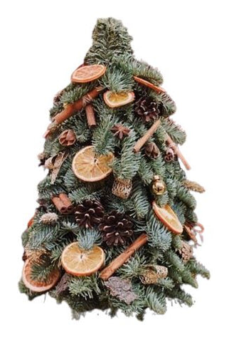 Rustic Charm Festive Tree Arrangement: Adorned with Natural Dried Decorations