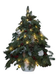 Rustic Tree Arrangement: Adorned with Christmas Lights and Cones