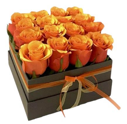 Stunning Cherry Orange Roses Signature Box