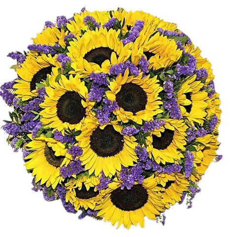 Sunflowers in Purple Bouquet