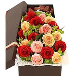 Tree Colour Roses Luxury Box with Greenery