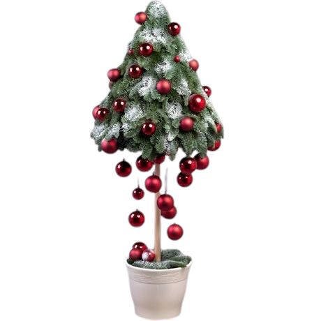 Trendy Snowing Tree Arrangement: Red Baubles Drops