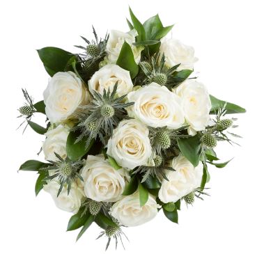 White Roses with Eryngium Bouquet