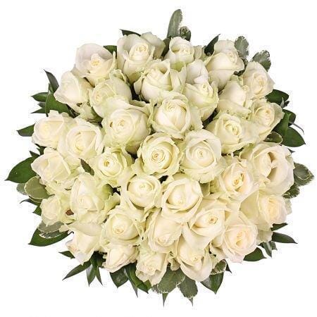 White Roses With Greenery Bouquet