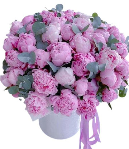 Wonderful Peonies Box with Eucalyptus