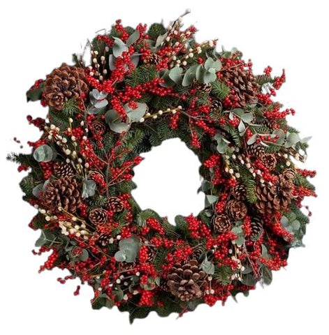 Woodland Red Berry and Cones Wreath