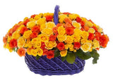 Yellow and Orange Luxury Basket of Roses and Spray Roses