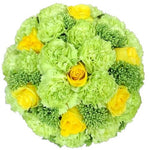 Yellow Roses and Green Carnation Bouquet