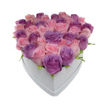 Lavender and Pink Roses Heart Box