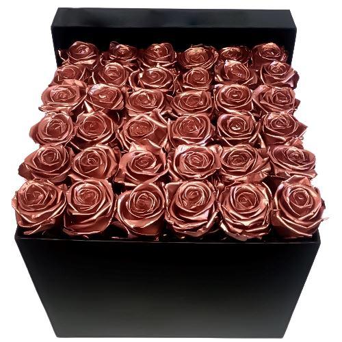 Rose Gold Roses in a Box – Flowers Box London