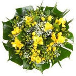 Yellow Freesias witch Gypsophila